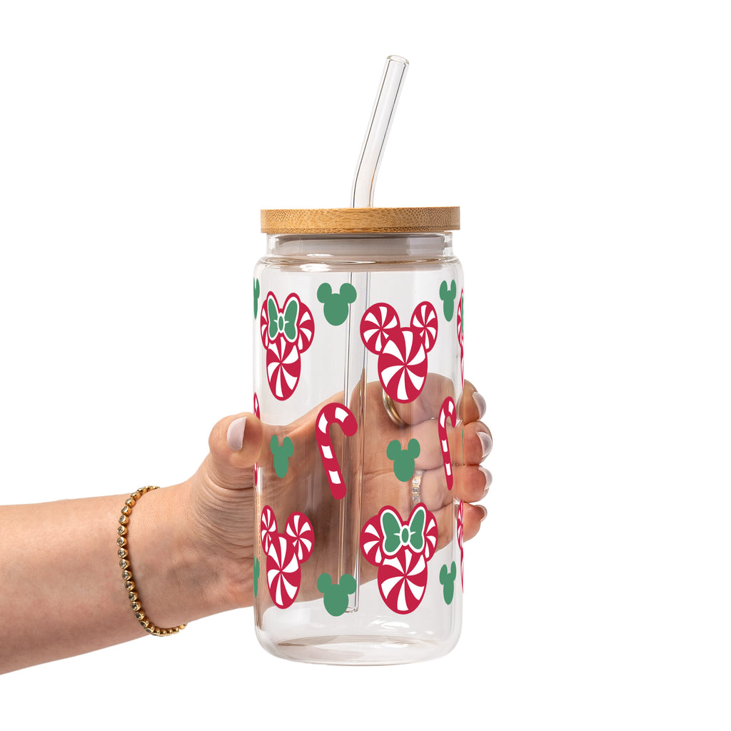 Candy Mouse Glass Cup, Mug & Tumbler with Lid and Straw