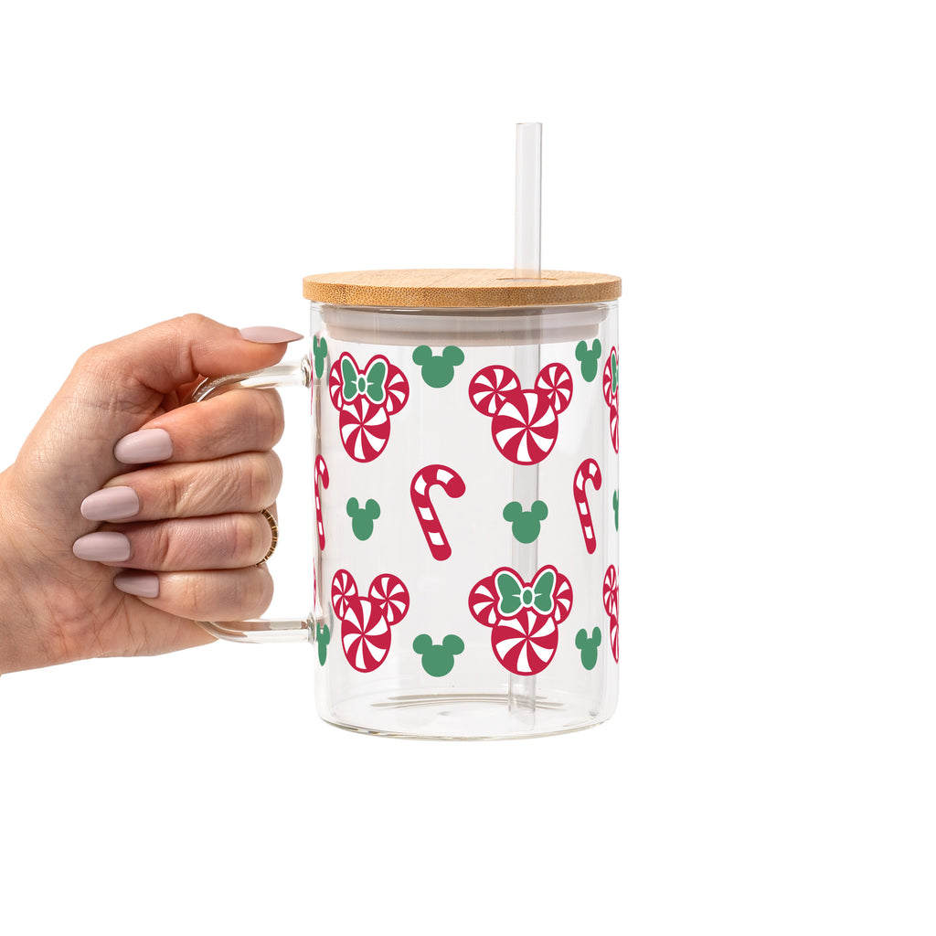 Candy Mouse Glass Cup, Mug & Tumbler with Lid and Straw