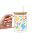 Concha Candy Hearts Glass Cup, Mug & Tumbler with Lid and Straw