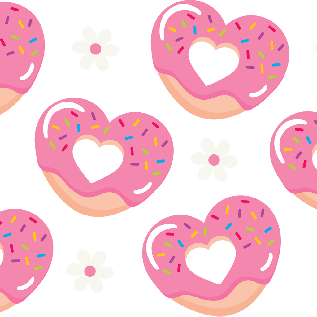 Valentine's Day Pink Donut Heart Glass Cup, Mug & Tumbler with Lid and Straw