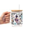 Flower Affirmations Glass Cup, Mug & Tumbler with Lid and Straw