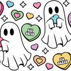 Valentine's Day Candy Hearts Ghostie Glass Cup, Mug & Tumbler with Lid and Straw