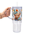 Highland Cow Glass Cup, Mug & Tumbler with Lid and Straw