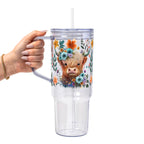 Highland Cow Glass Cup, Mug & Tumbler with Lid and Straw