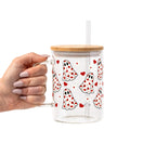 Heart Ghosts Valentine Glass Cup, Mug & Tumbler with Lid and Straw