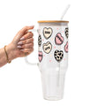 Western Valentine Glass Cup, Mug & Tumbler with Lid and Straw