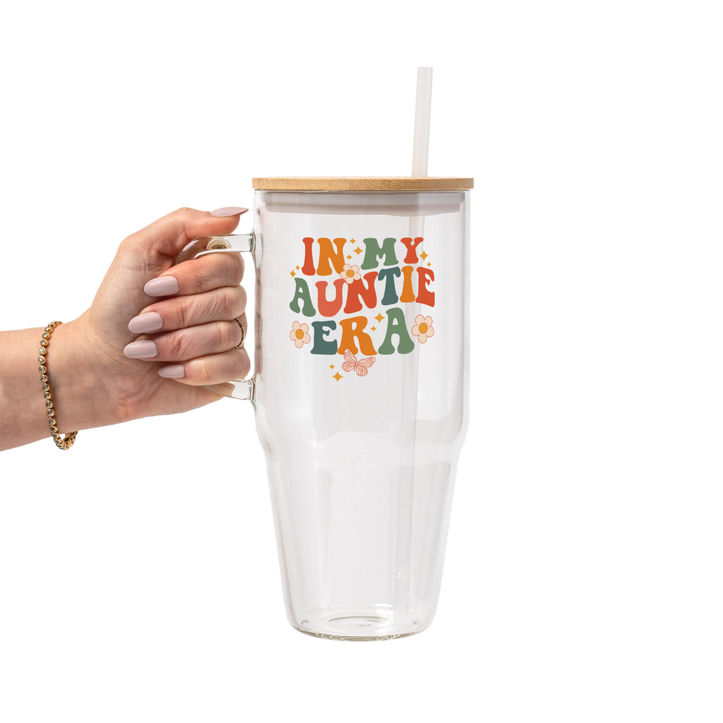 In My Auntie Era Glass Cup, Mug & Tumbler with Lid and Straw