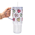 Valentines Day Candy Hearts Glass Cup, Mug & Tumbler with Lid and Straw
