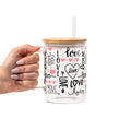 Love Script Glass Cup, Mug & Tumbler with Lid and Straw