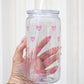 Color Changing Mini Hearts 16oz Acrylic Plastic Cup with Clear Lid