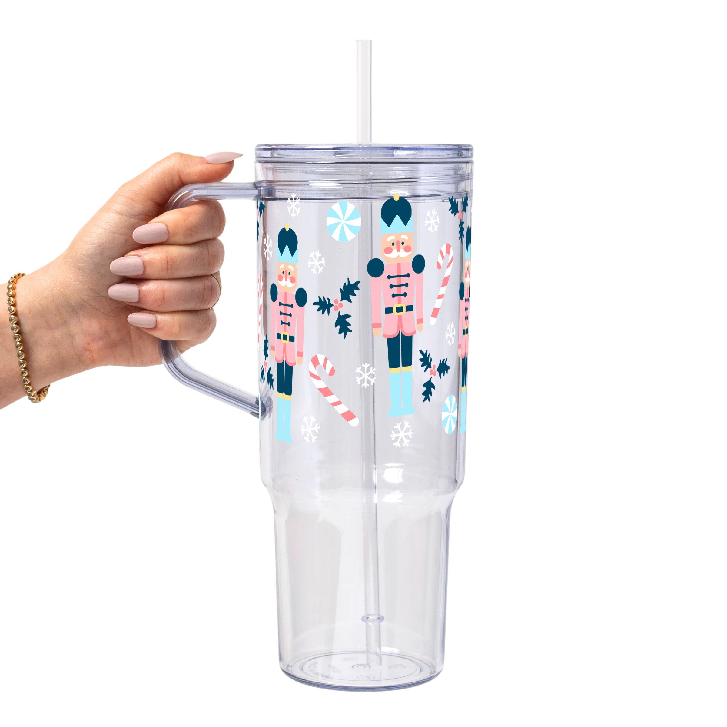 Nutcracker Christmas Glass Cup, Mug & Tumbler with Lid and Straw