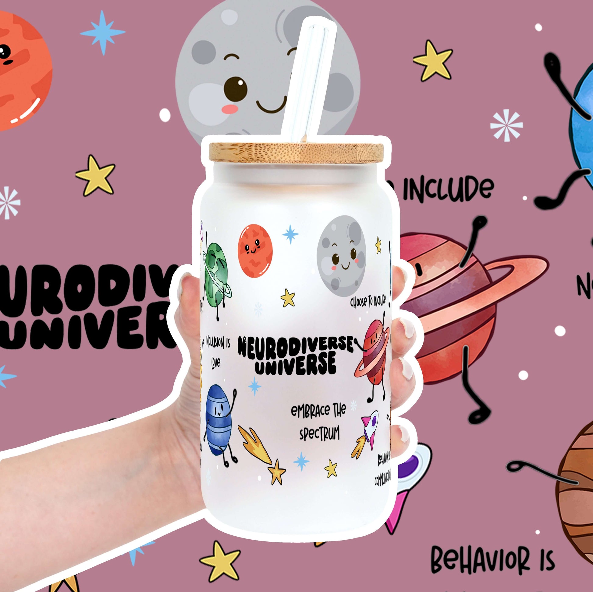 Neurodiverse Universe Cup with Lid and Straw from Sip Sip Hooray – Tumblers