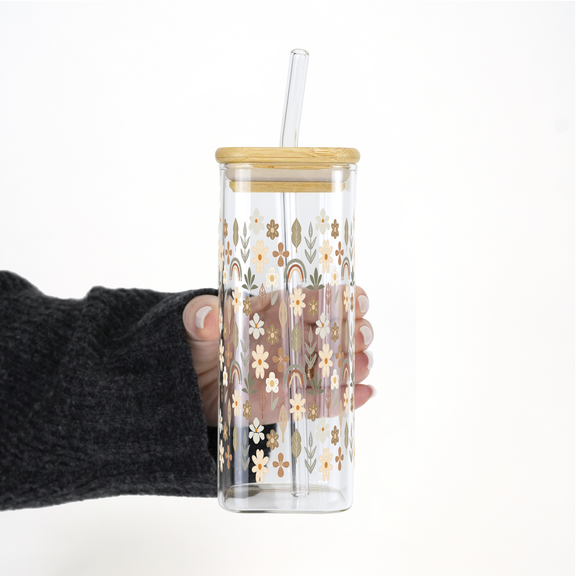 Neutral Wildflowers Cup With Lid and Straw from Sip Sip Hooray – Tumblers
