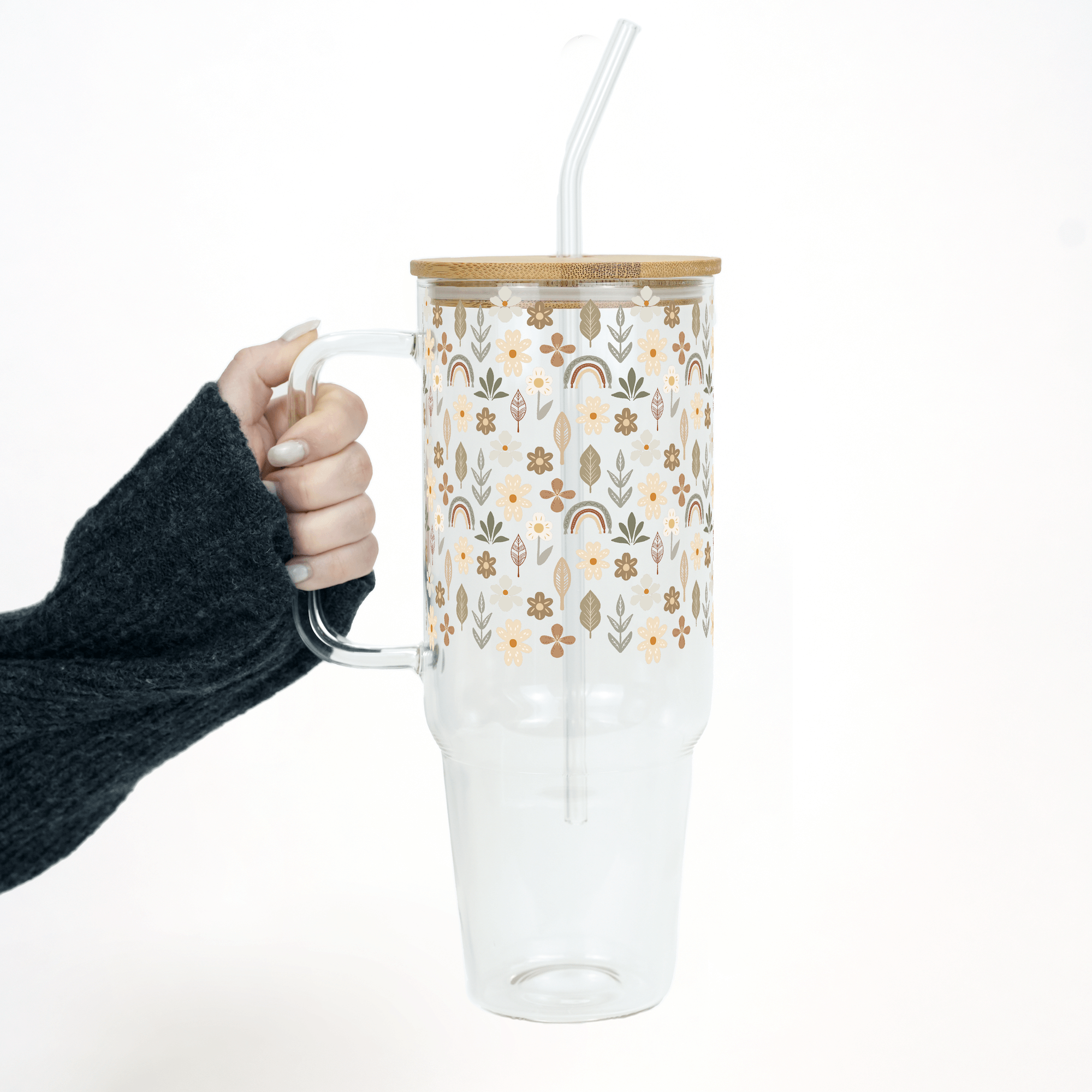 Neutral Wildflowers Tumbler with Lid and Straw