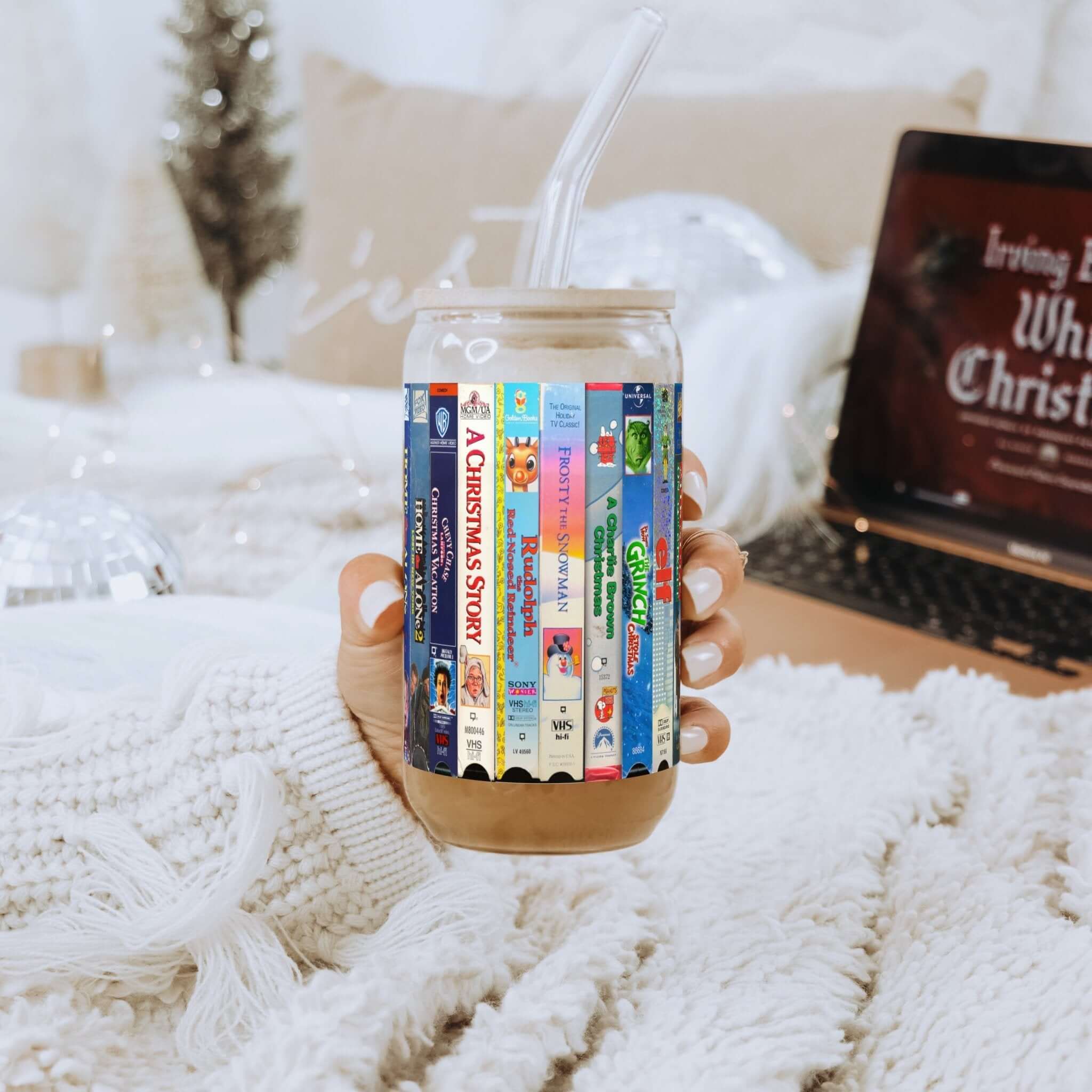 Nostalgic Christmas Movies Cup with Lid and Straw