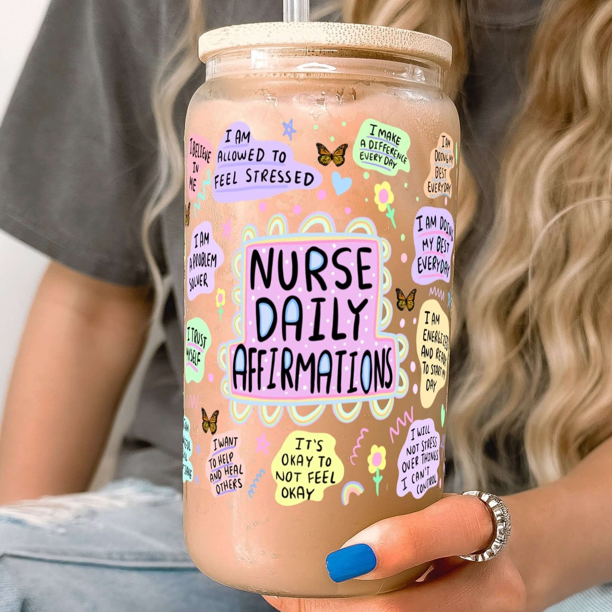 Nurse Daily Affirmation Cup With Lid and Straw from Sip Sip Hooray – Drinkware