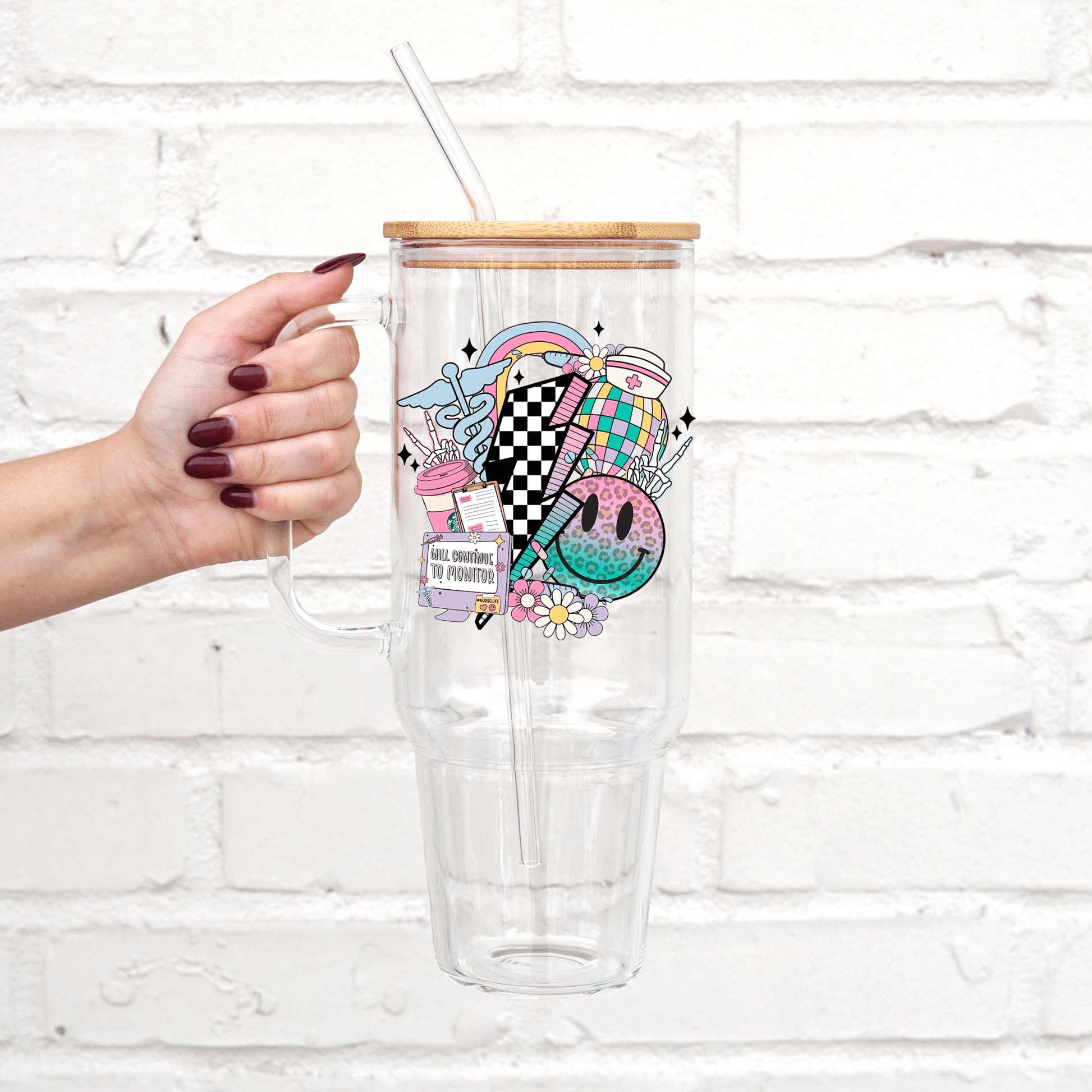 Nurse 40oz Glass or Plastic Tumbler With Lid and Straw from Sip Sip Hooray – Drinkware