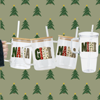 Christmas Mama & Mini Cup Set Glass Cup, Mug & Tumbler with Lid and Straw