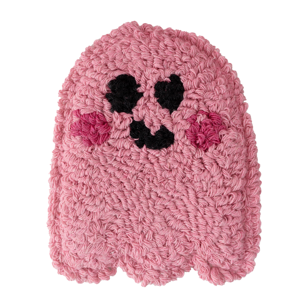 Hot Pink Ghostie Mug Rug, Tufted Coaster, Pink Halloween Coffee Bar Decor