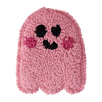 Hot Pink Ghostie Mug Rug, Tufted Coaster, Pink Halloween Coffee Bar Decor