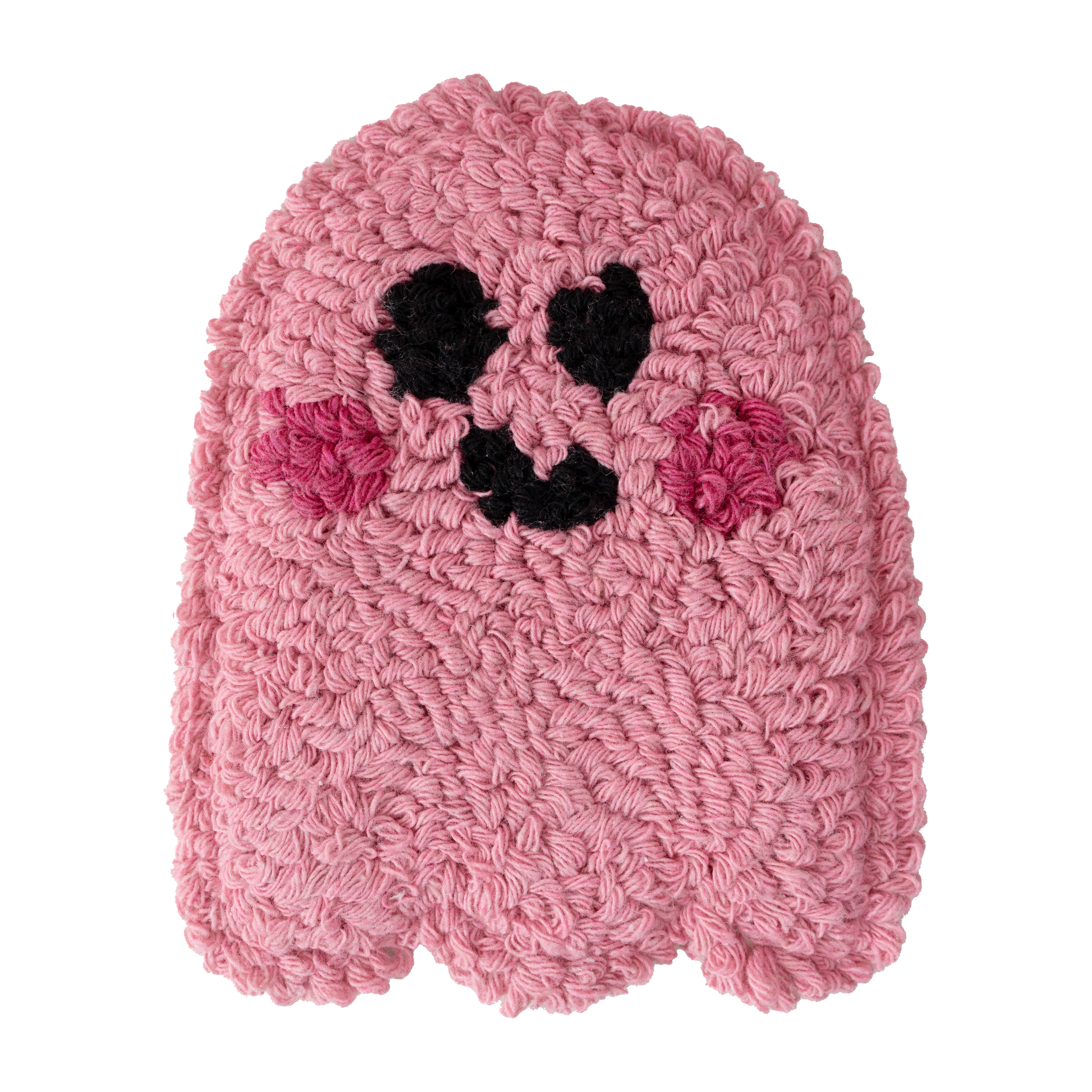 Hot Pink Ghostie Mug Rug, Tufted Coaster, Pink Halloween Coffee Bar Decor