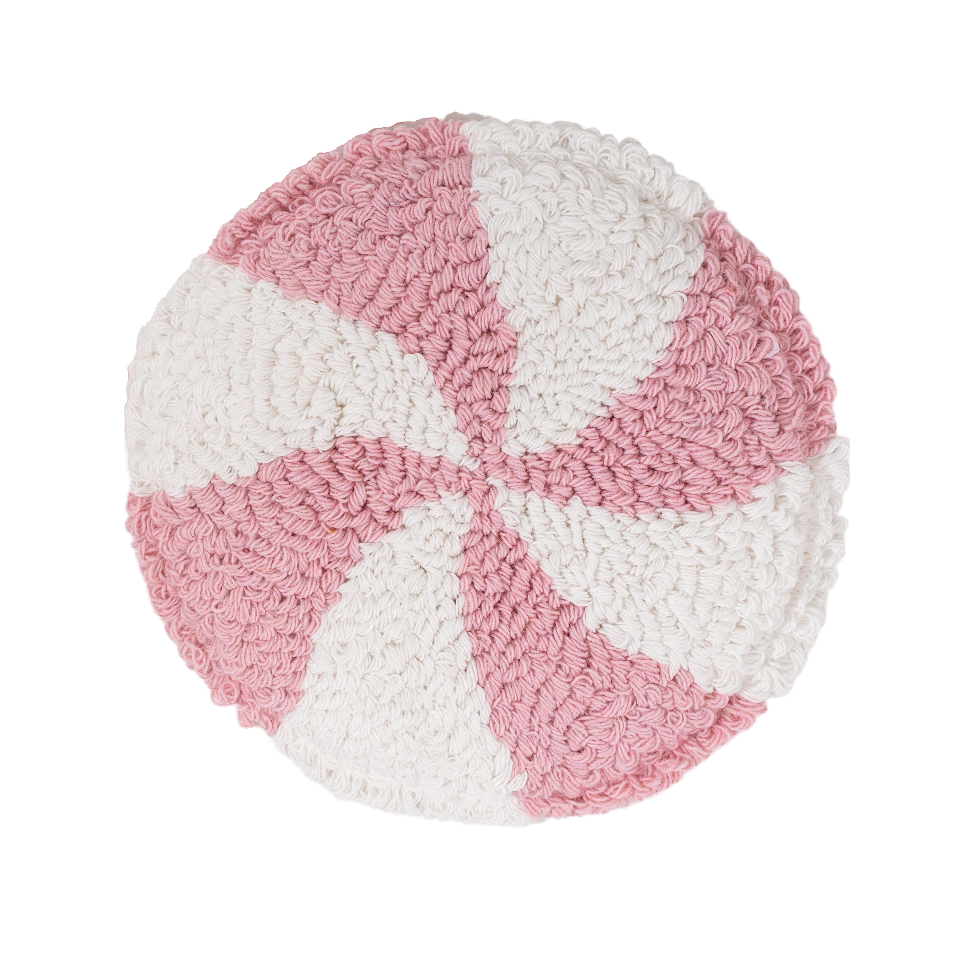 Pink Peppermint Mug Rug, Tufted Coaster, Pink Christmas Coffee Bar Decor