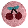 Cherry Mug Rug, Tufted Coaster, Retro Cherry Coffee Bar Decor