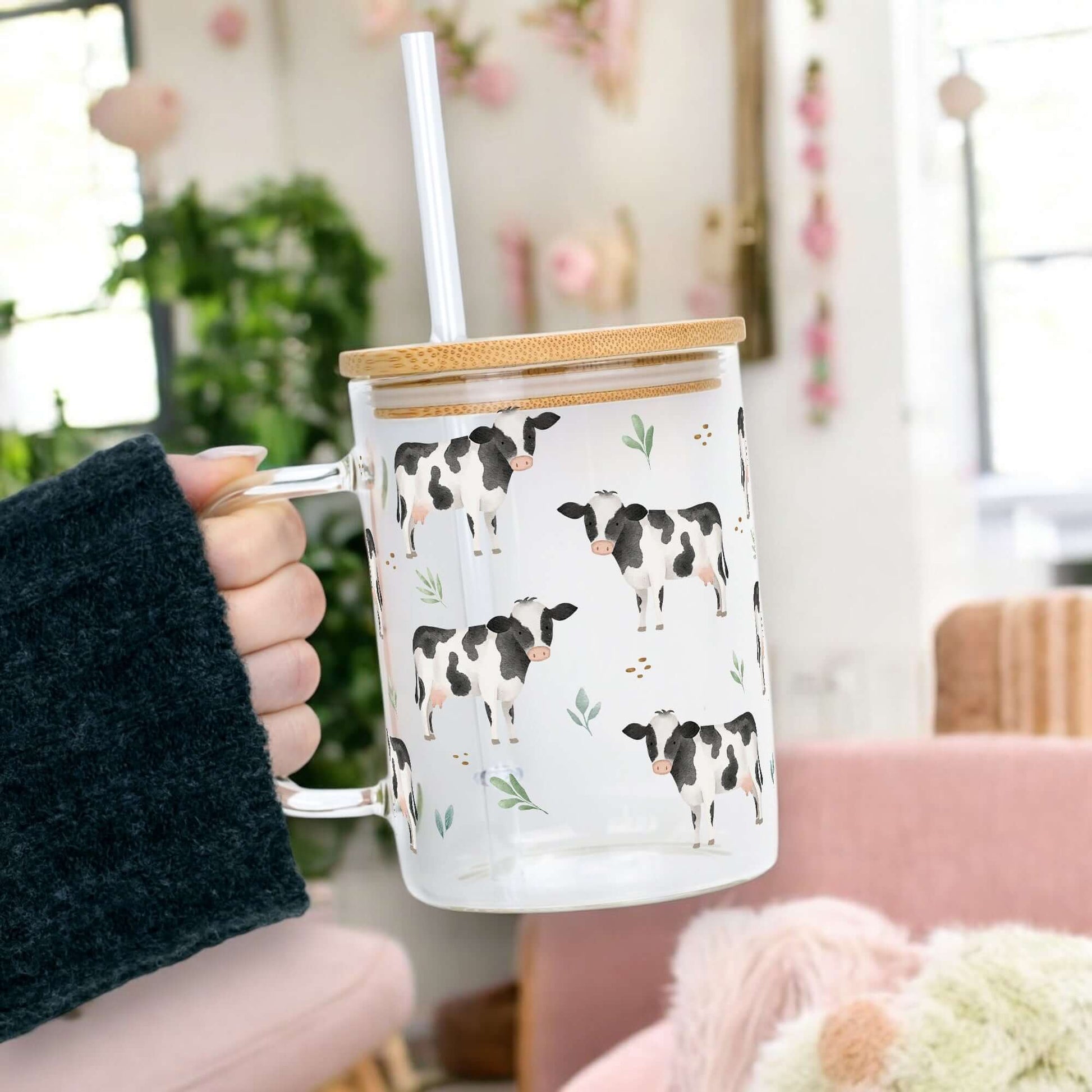 Pasture Perfect Cow 17oz Mug With Lid and Straw from Sip Sip Hooray – Mugs