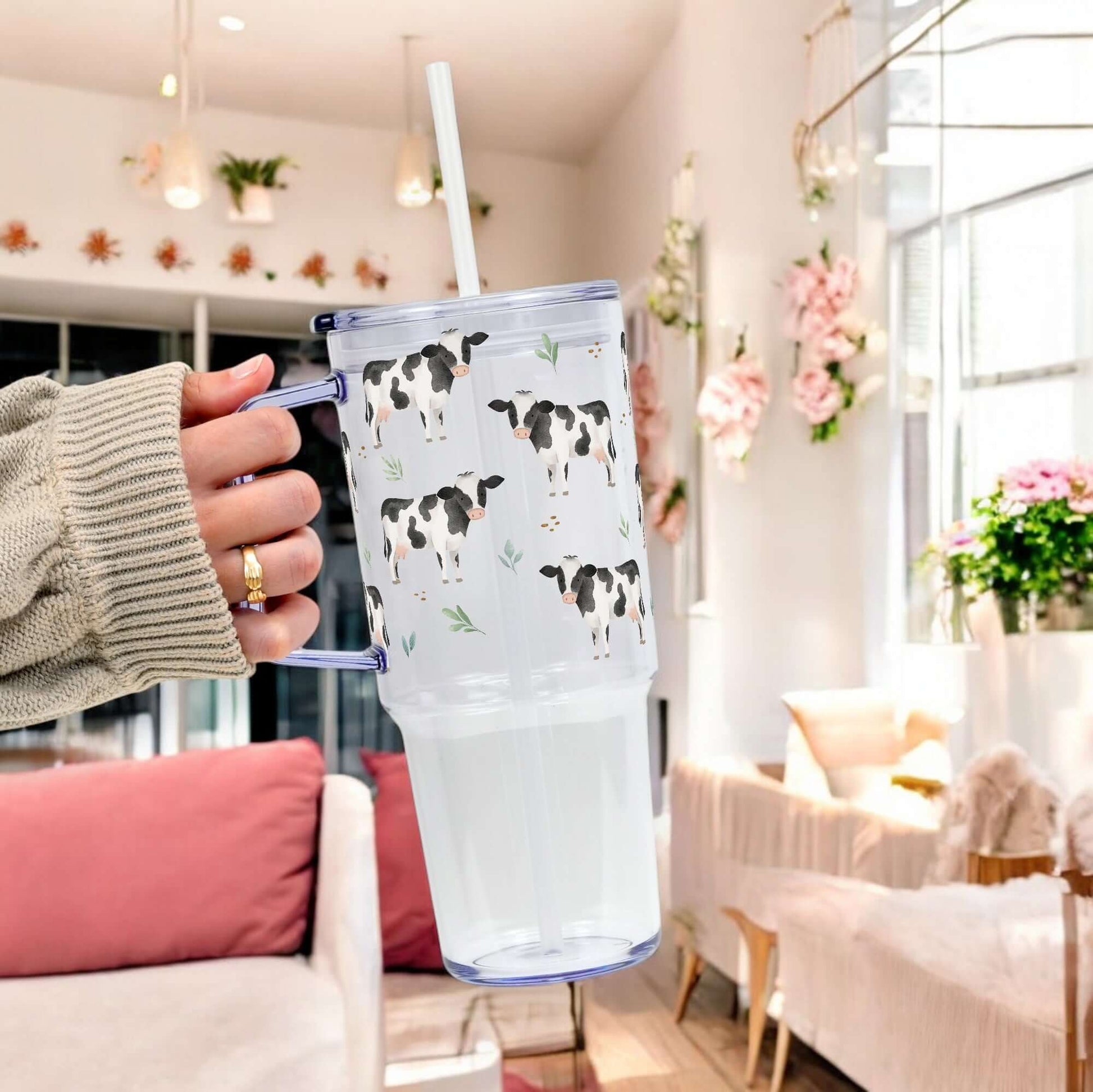 Pasture Perfect 40oz Cow Tumbler With Handle Lid and Straw from Sip Sip Hooray – Tumblers