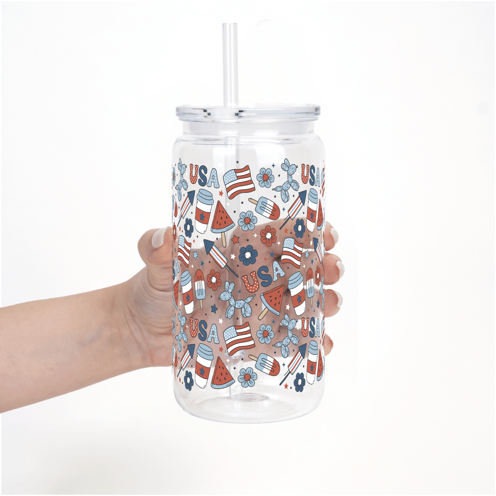 Patriotic Summer Vibes Cup With Lid And Straw