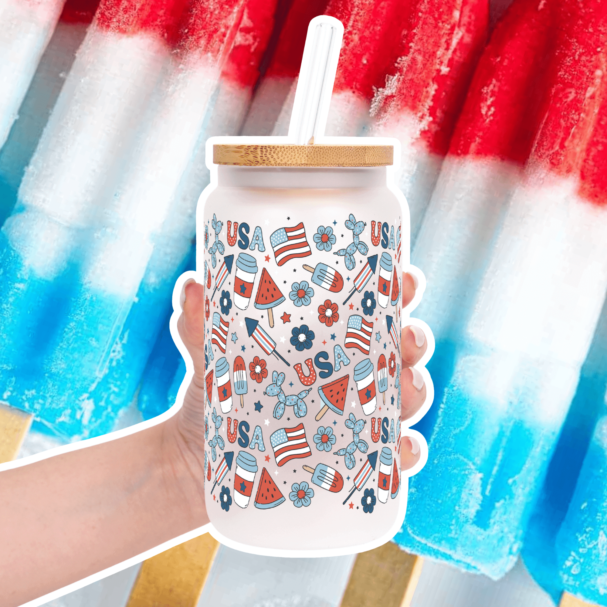 Patriotic Summer Vibes Cup With Lid And Straw