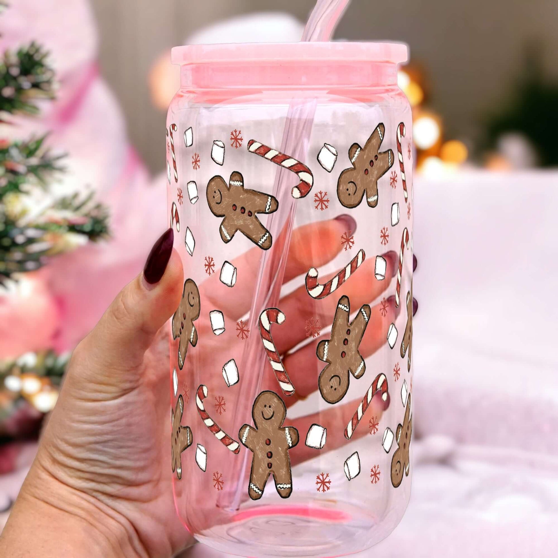 Peppermint Gingerbread Cup With Lid and Straw from Sip Sip Hooray – Mugs