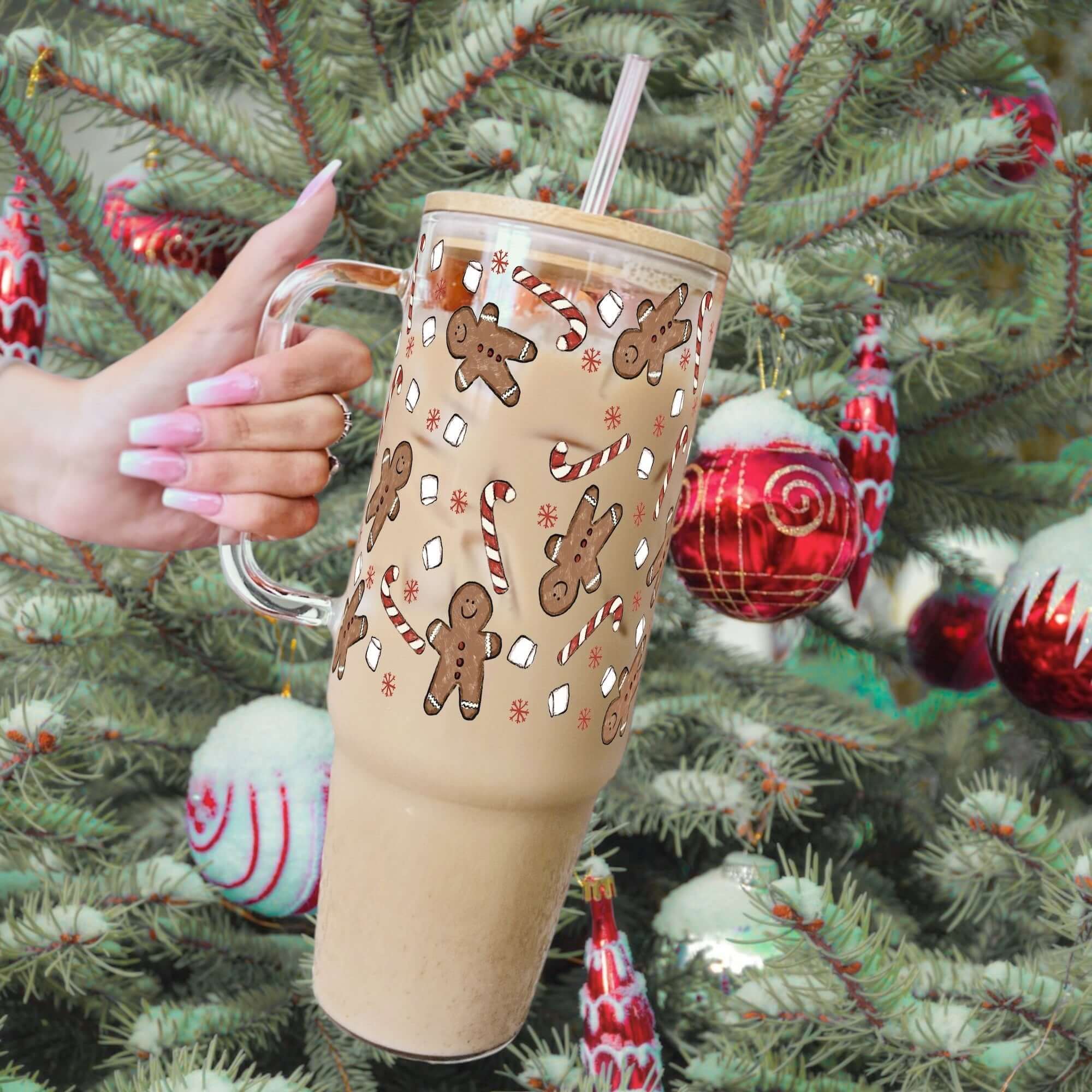 Peppermint Gingerbread Tumbler With Lid and Straw