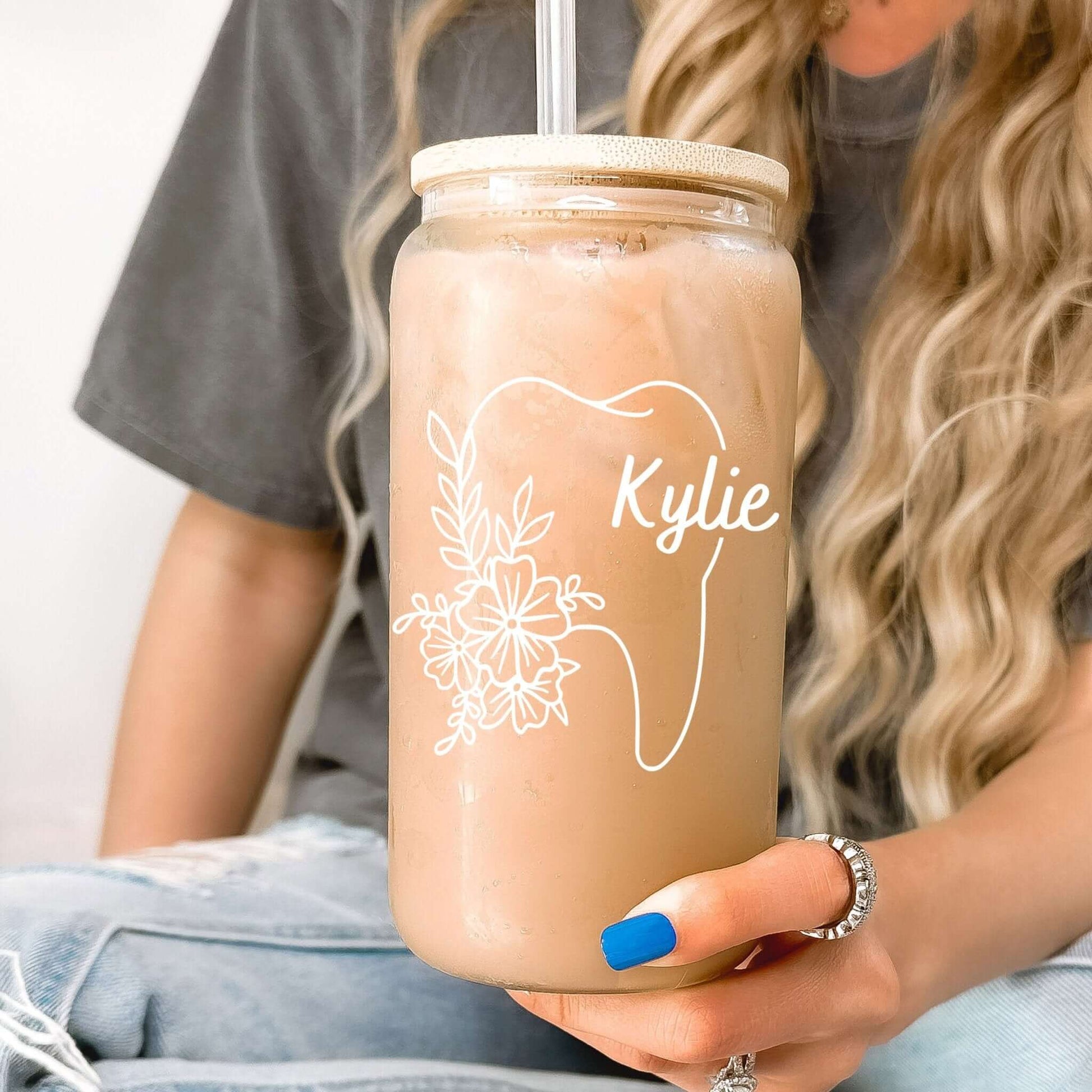 Personalized Dental Hygienist Dentist Gift Floral Tooth Glass Can Cup from Sip Sip Hooray – Tumblers