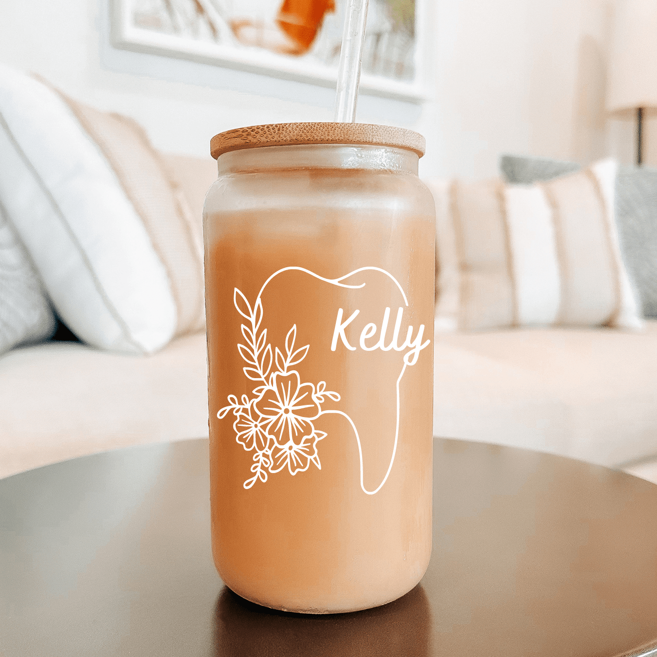 Personalized Dental Hygienist Dentist Gift Floral Tooth Glass Can Cup from Sip Sip Hooray – Tumblers