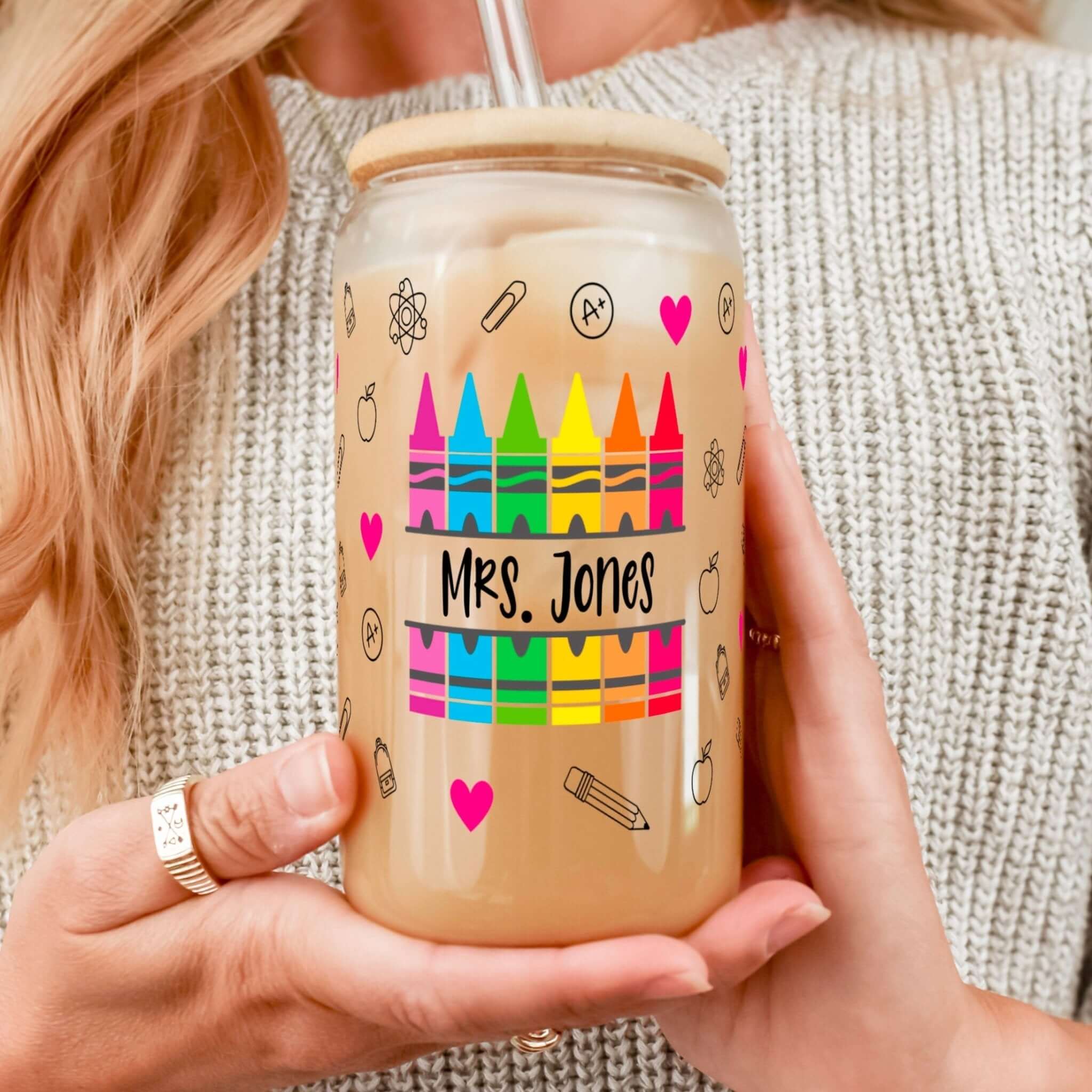Personalized Teacher Cup with Lid and Straw