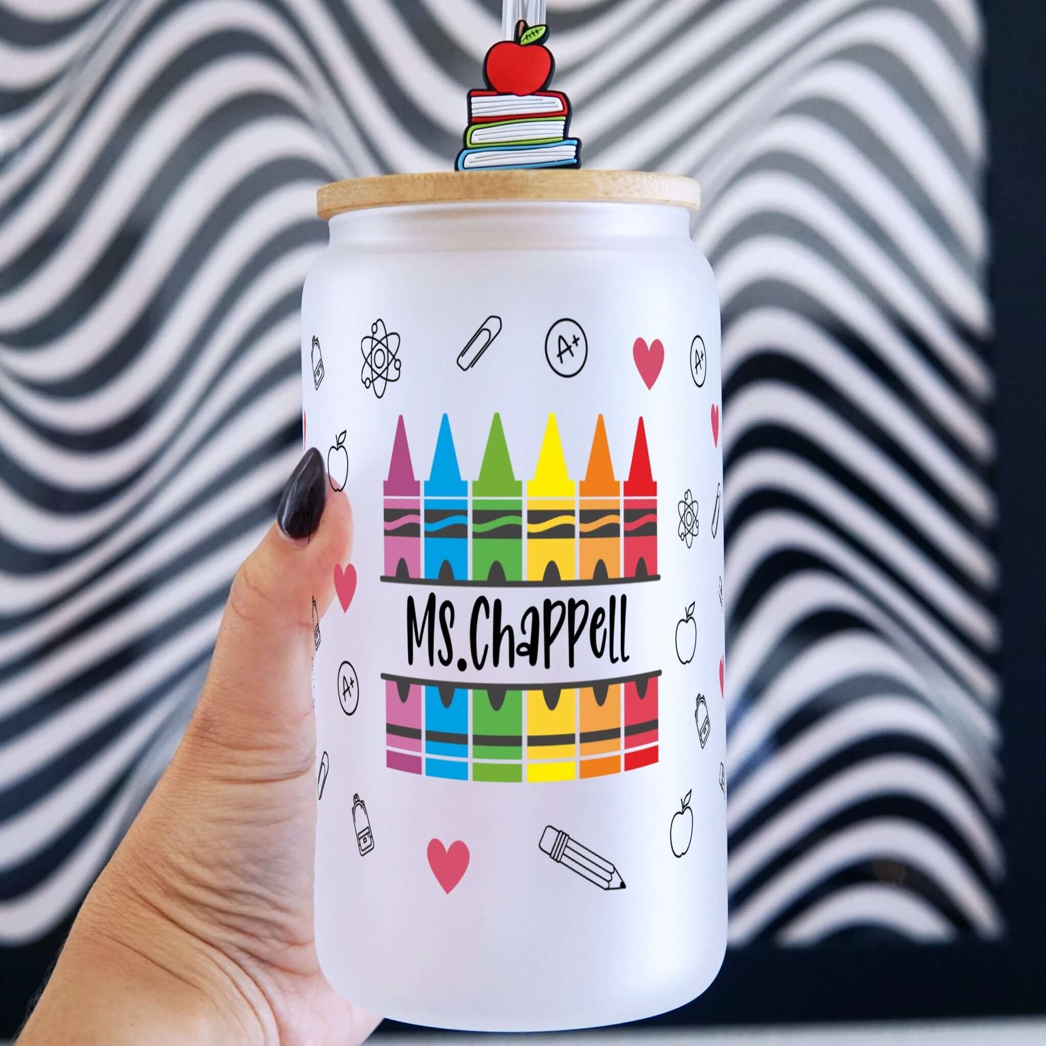 Personalized Teacher Cup with Lid and Straw