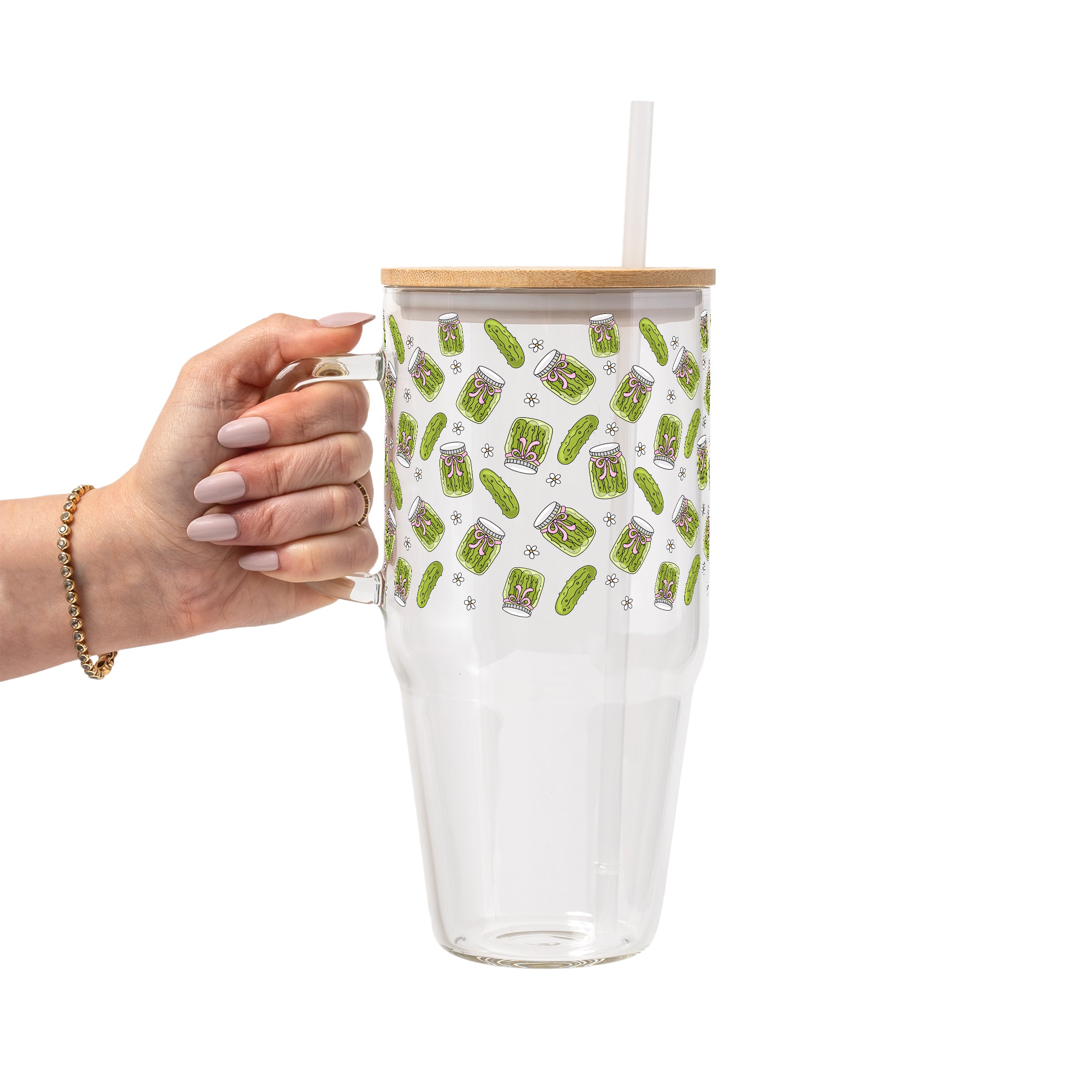 Coquette Pickle Glass Cup, Mug & Tumbler with Lid and Straw