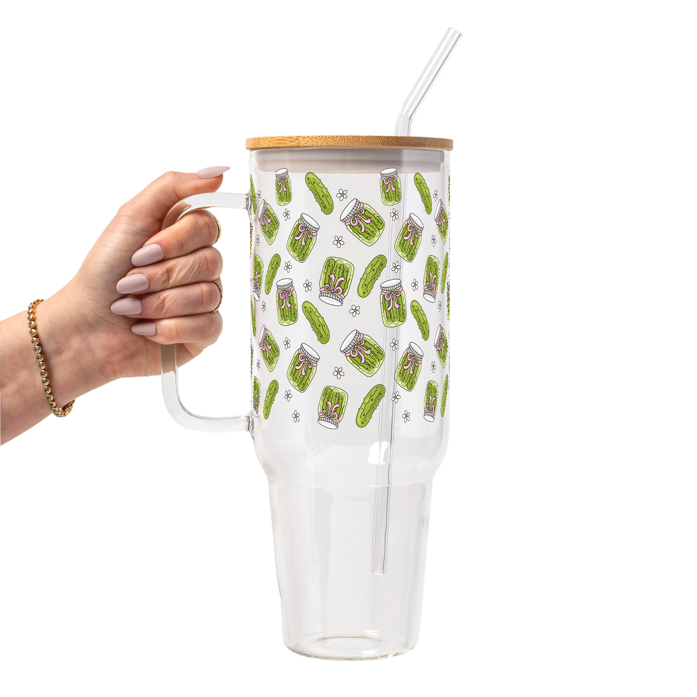 Coquette Pickle Glass Cup, Mug & Tumbler with Lid and Straw