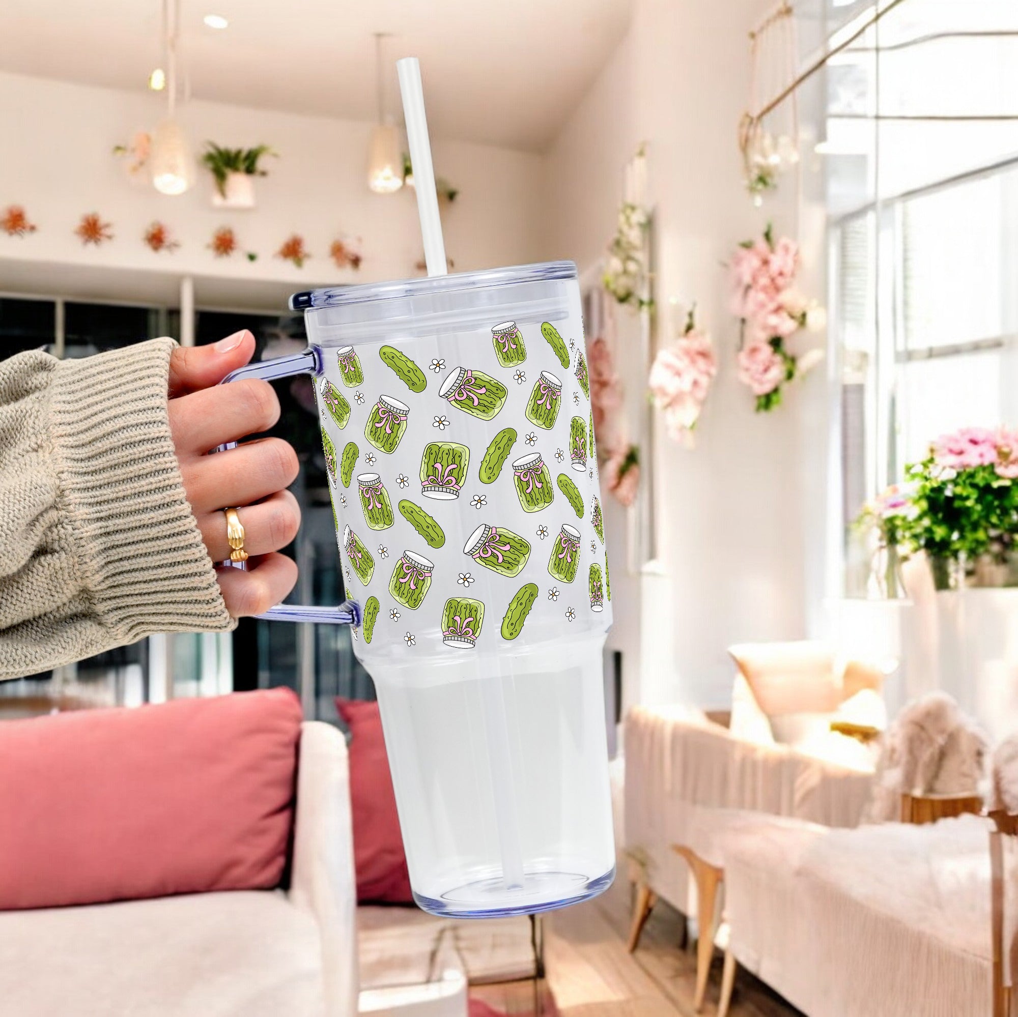 Coquette Pickle Glass Cup, Mug & Tumbler with Lid and Straw