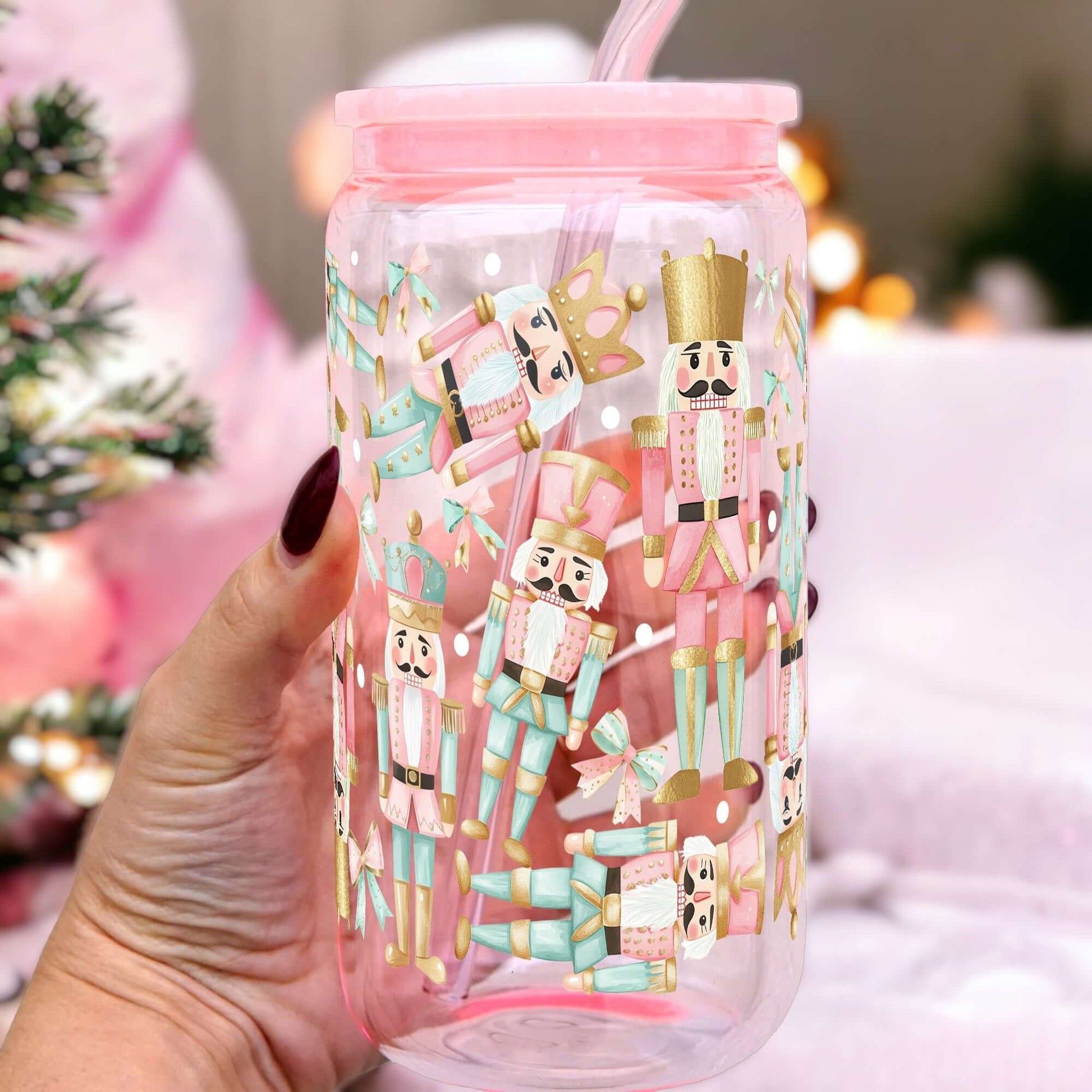 Pink Christmas Nutcracker Cup With Lid and Straw from Sip Sip Hooray – Tumblers