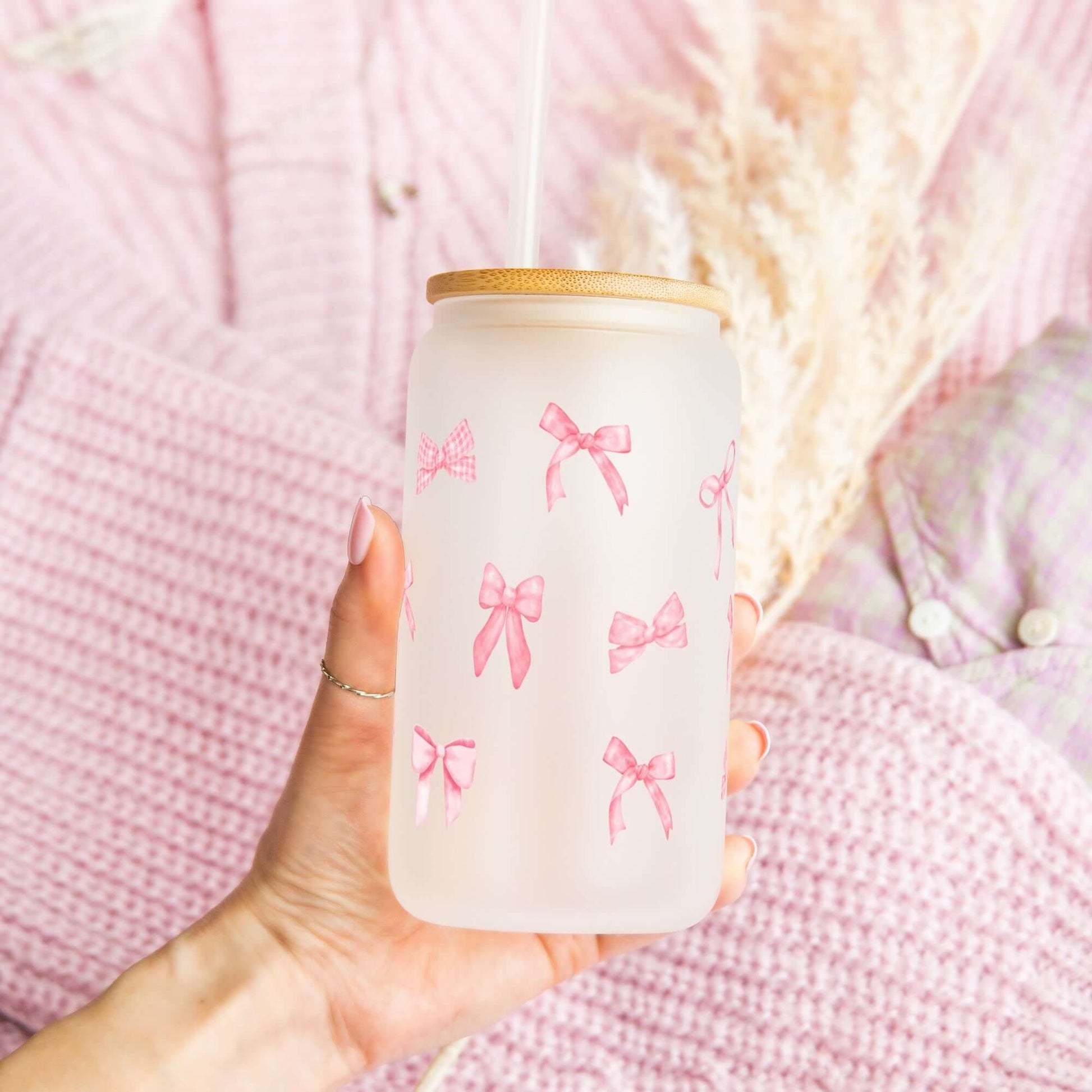 Pink Coquette Bows Cup With Lid and Straw from Sip Sip Hooray – Drinkware