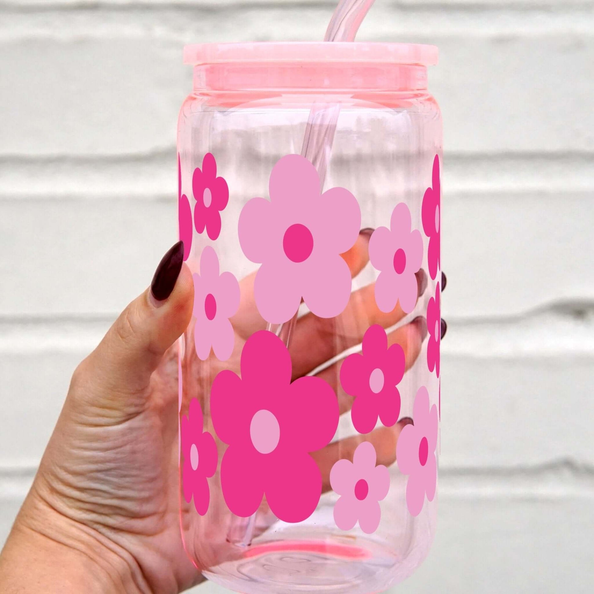 Pink Daisy Cup With Lid and Straw from Sip Sip Hooray – Tumblers