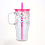 Pink Unicorns, Rainbows & Stars 20oz Kids Tumbler with Handle, Lid & Straw from Sip Sip Hooray – Drinkware