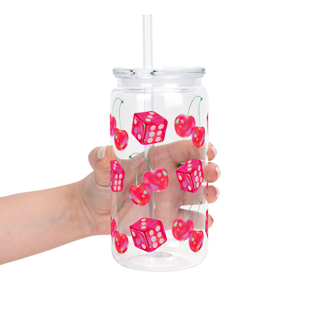 Lucky Girl Glass Cup, Mug & Tumbler with Lid and Straw