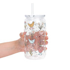 Funky Chickens Glass Cup, Mug & Tumbler with Lid and Straw