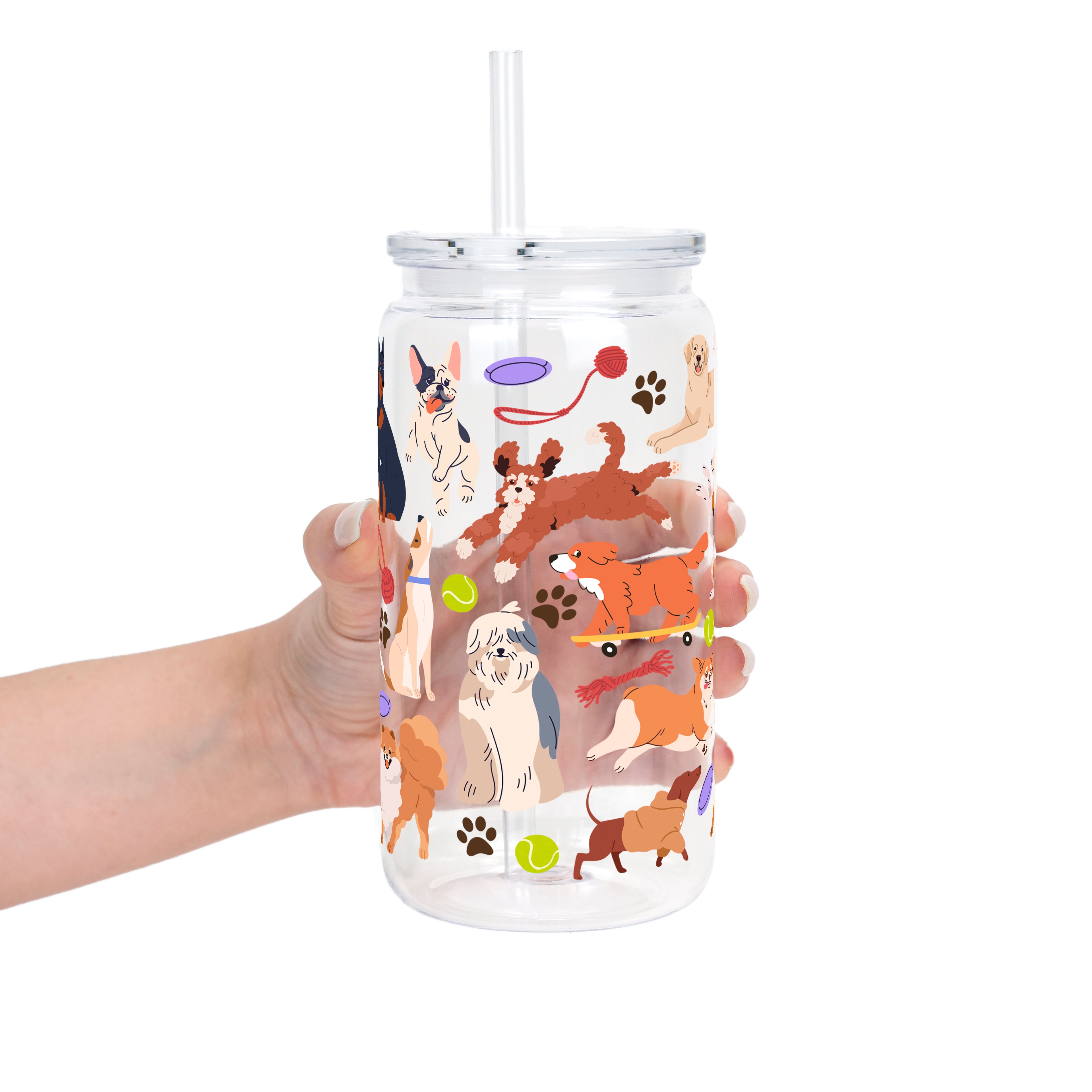 Dog Park Glass Cup, Mug & Tumbler with Lid and Straw