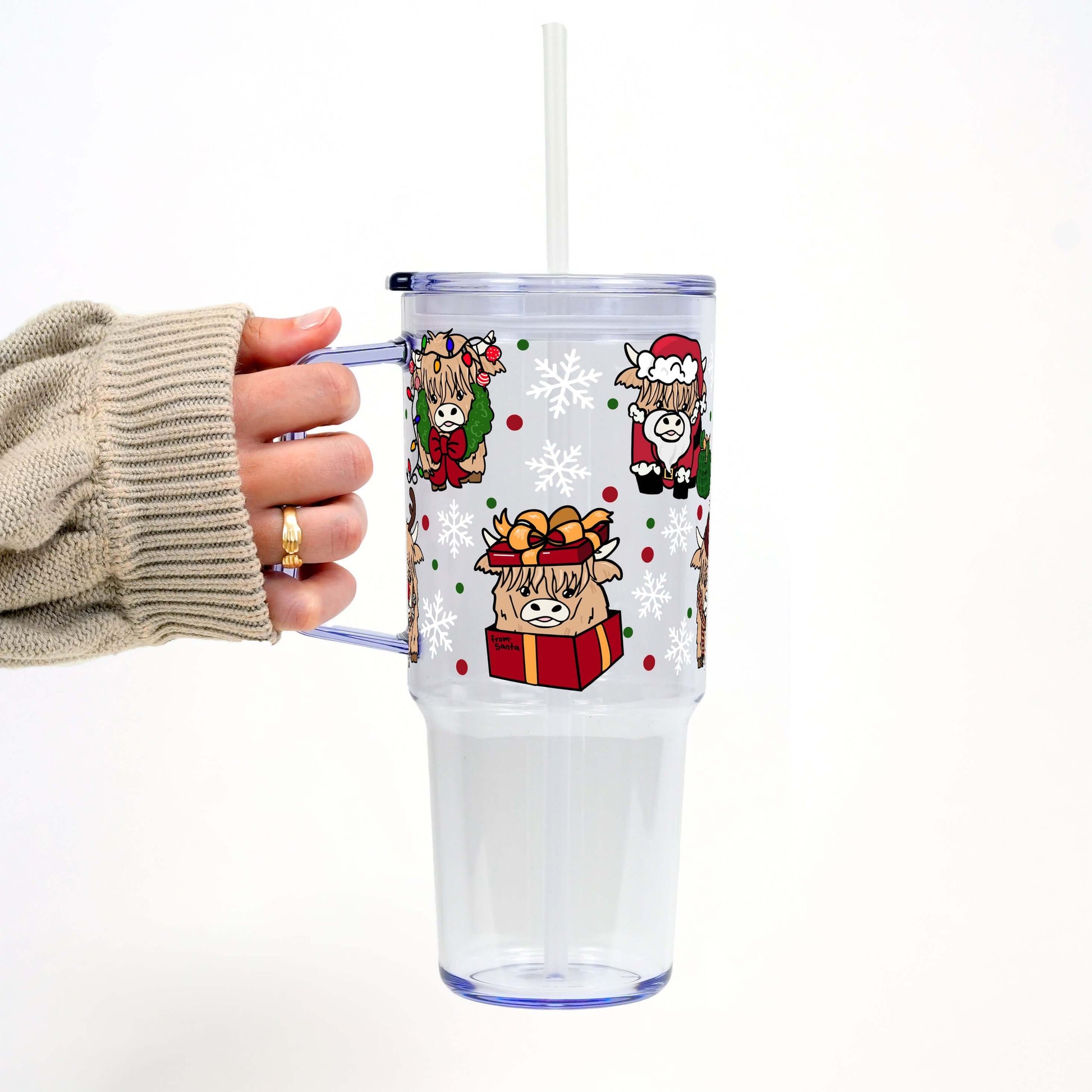 Highland Holiday Christmas 40oz Tumbler Handle Lid & Straw | Sip Sip Hooray