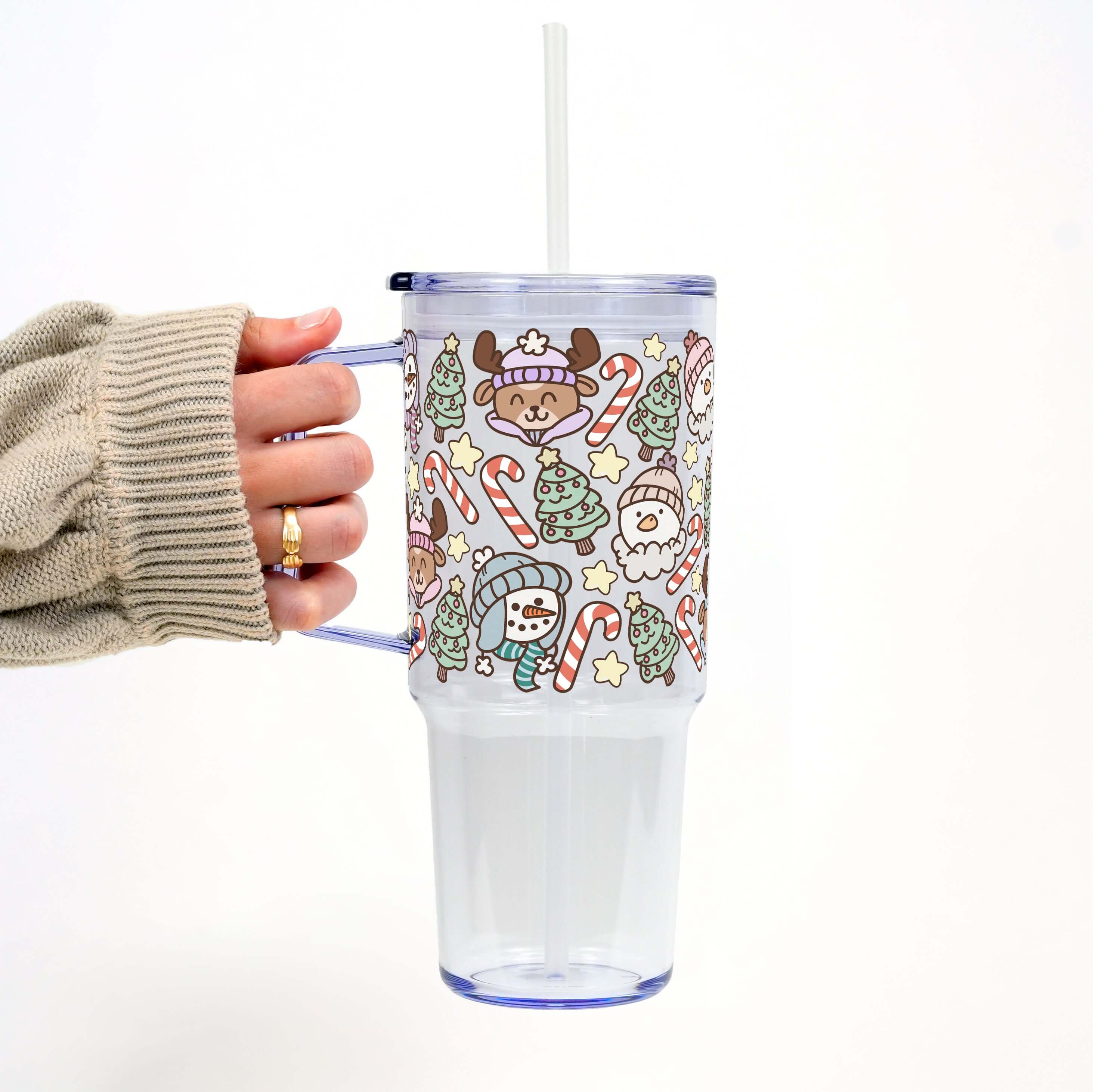 Christmas Cuties Tumbler with Handle Lid & Straw