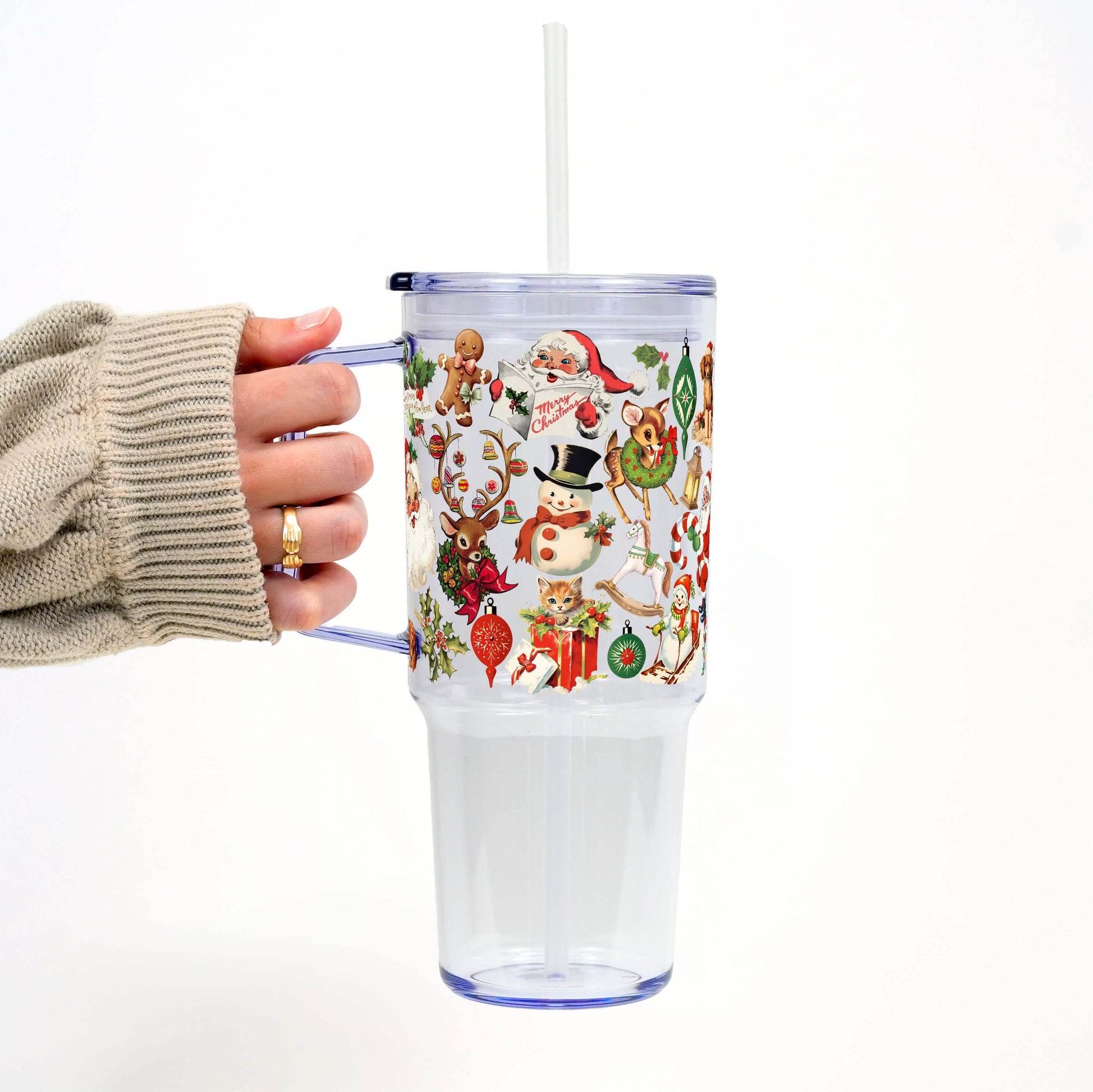 Nostalgic Christmas 40oz Tumbler with Handle Lid & Straw | Sip Sip Hooray
